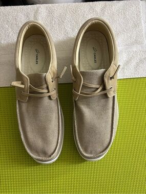 Men’s Beige Canvas Boat Shoes — Casual Lace-Up Comfort
